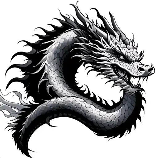 Dragon And Wave Japanese Dragon