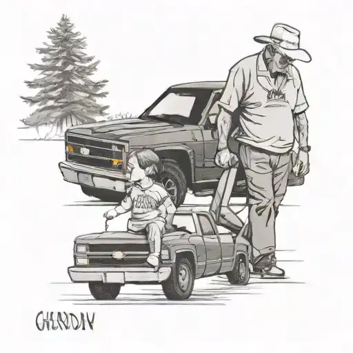 A Little Kid And His Grandpa Walking Twords A 1991 Chevy Silverado 1500 Single Cab