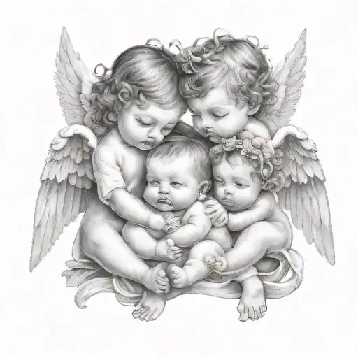 Two Twin Girls Baby Angels And One Boy