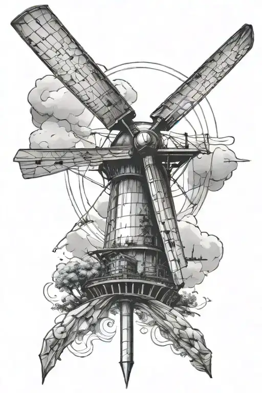 Fly Fishing Scene Wind Turbine Standing Tall