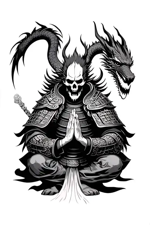 Father Death Praying Samurai In Dragon Armour Risk