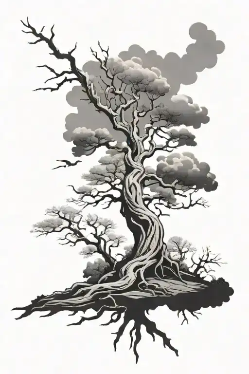 Dead Tree Featuring Clouds Surrounding Featuring Minimal Detail
