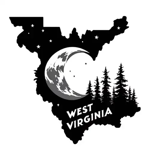 West Virginia State Logo With Cresent Moon And Forest