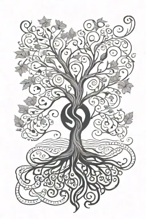 A Tree Of Life With My Family Initials S N And R