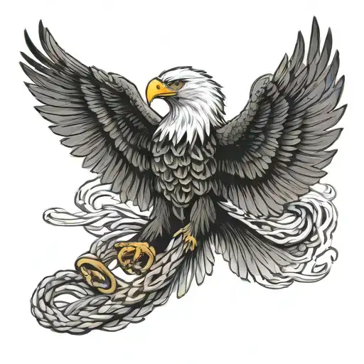 Eagle Soaring Carrying Snake Intertwined
