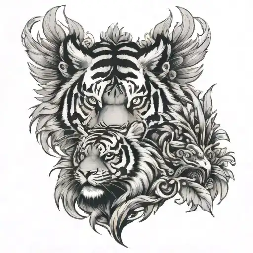 Tiger And Rooster Loving