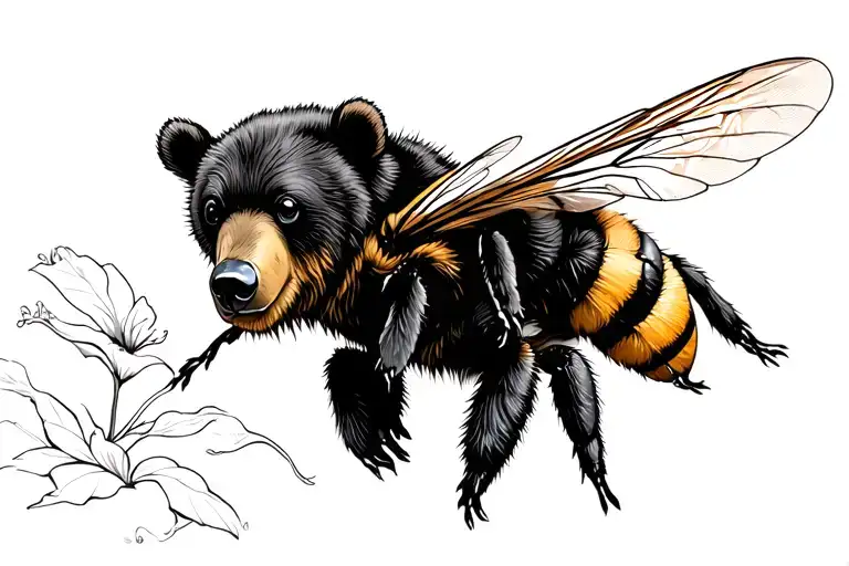 Bear An Bee Flying
