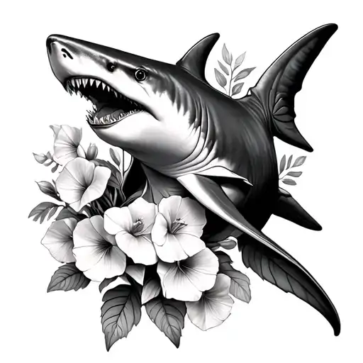 Shark Made From Foxglove Flowers Blooming