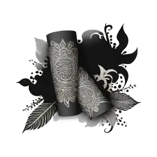 Arm Sleeve With Mandala Pointillism Technique And Protection Symbols