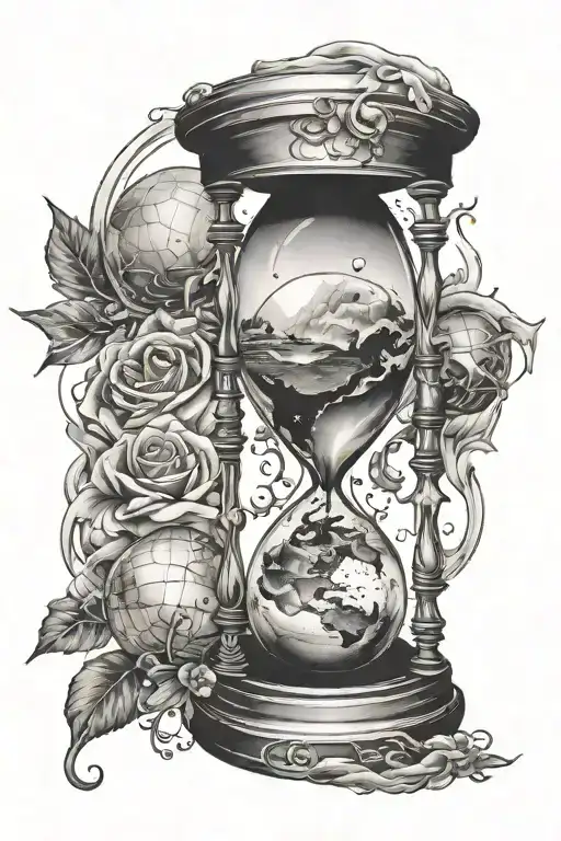 Hourglass With Galaxy And Globe Inside