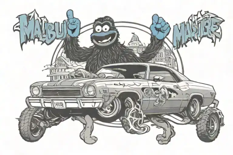 1975 Malibu Classic Car & Cookie Monster