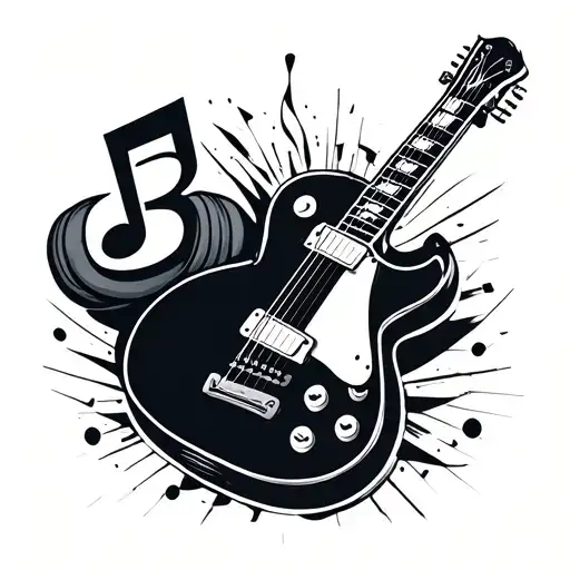B Music Note With A Guitar Or Headphones
