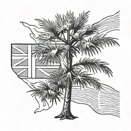 South Carolina Palmetto Tree With England Flag In Background