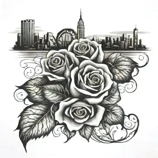 Rose Vine With Guyana And New York Skyline