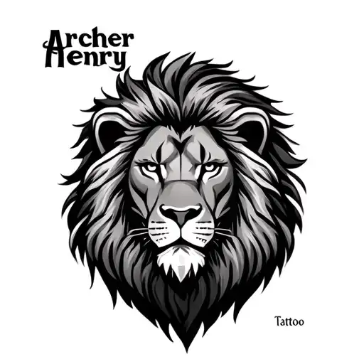 Lion With Mane And The Names Archer And Henry Incorporated