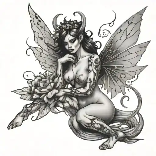 Dark Fairy Nude Woman Full Body