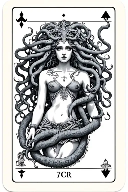 Tarot Card Design Featuring Medusa Inside