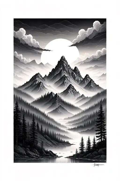 Misty Forest And Old Smooth Mountains