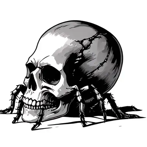 Skull With A Spider Crawling