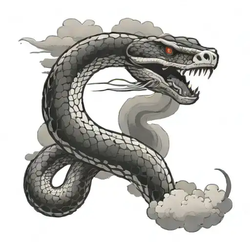 Ouroboros Snake With Clouds
