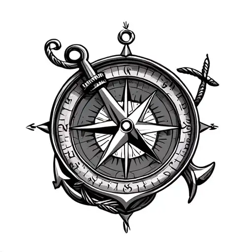 Marine Anchor Tattoo And Compass