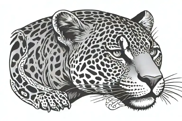 Jaguar With Tribal Linework Background