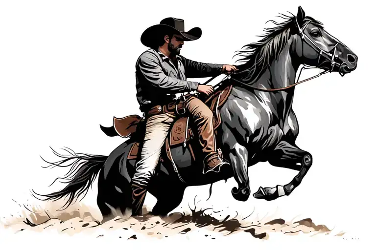 Western Cowboy Riding A Horse