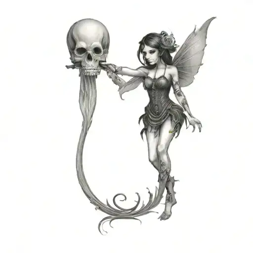 Dark Fairy Holding A Skull