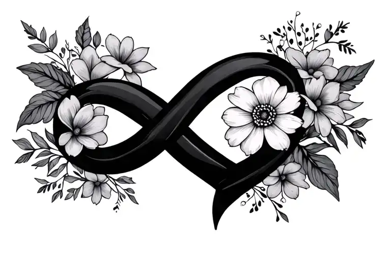 2 Name Birth Month Flowers Infinity Symbol With Heart