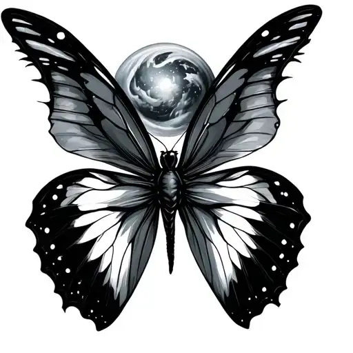 Black Buttefly With The Body Having The Universe