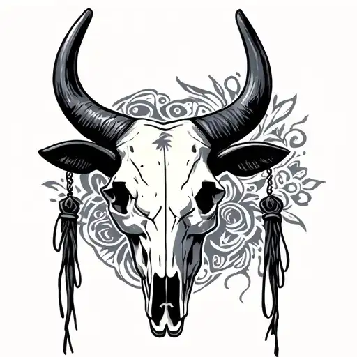 Cowboy Western Bull Skull