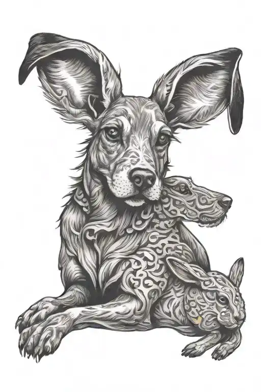 Dog And Rabbit Lounging