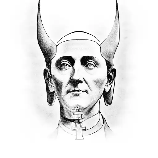 A Portrait-style Tattoo Of A Famous Catholic Figure With Binary Code Incorporated In The Background