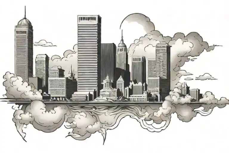 City Scape Of Baltimore With Clouds In The Background To Go On The Whole Chest