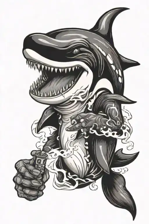 Killer Whale Evil Character Sharp Tooth Smoking A Cigarette
