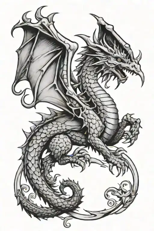 Welsh Dragon Circle Tattoo Design