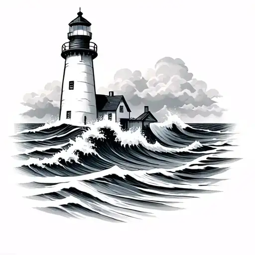 Simple Lighthouse With Crashing Waves