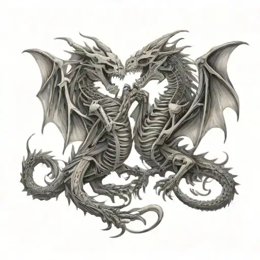 Skeleton Dragons Fighting