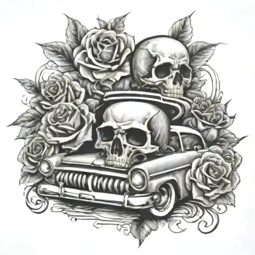 Skulls And Roses With A 1957 Ford Fairlane And My Dog Dukes Name