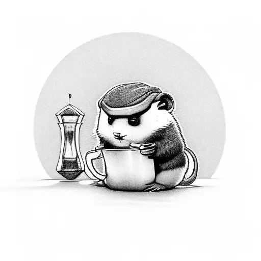 A Lemming Sipping Coffee From A Crystal Cup