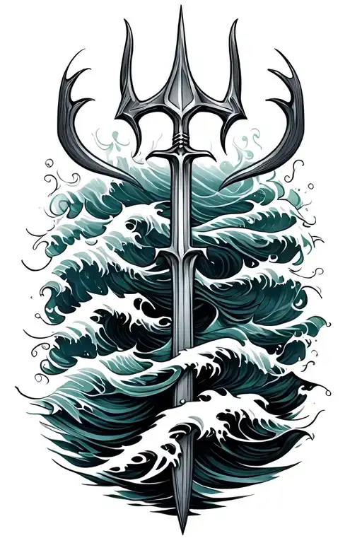 Trident With Waves Crasbing