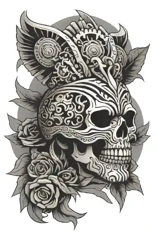 Aztec Skull Surrounded
