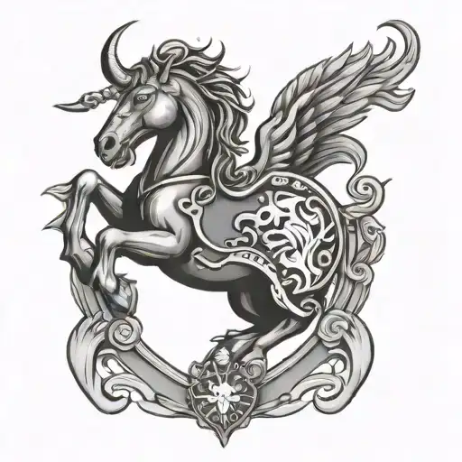 Scottish Clan Duncan Crest With Unicorn In Heraldry Style