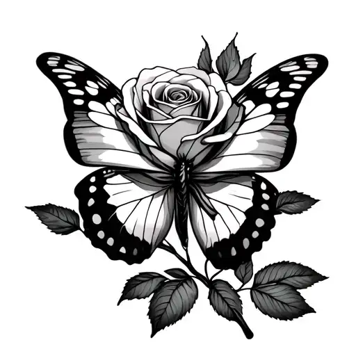 A Rose With A Butterfly Crossing Her Chest