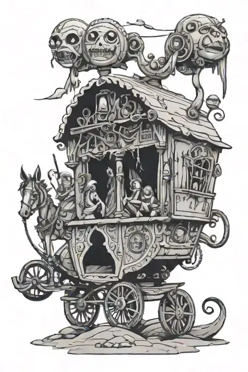 A Gypsy Caravan Adorned With Rick And Morty References And Gothic Details