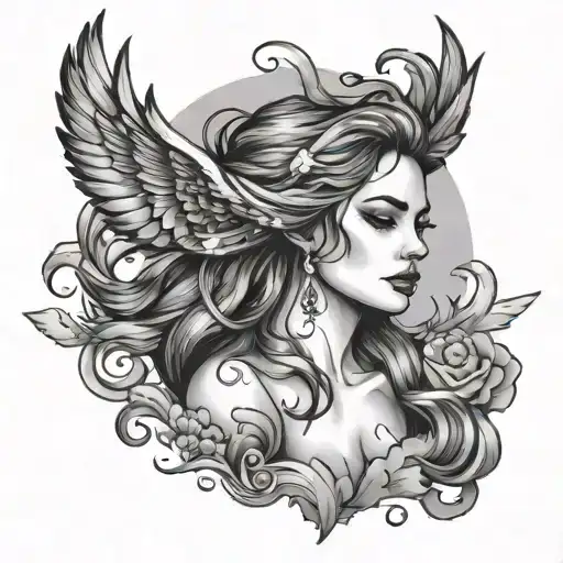 Free Girl In Sky Showing Freedom And Independence Happiness