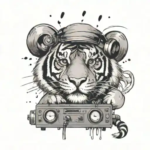 A Party Scene With A Tiger As The Dj