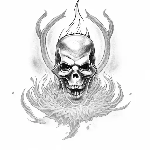 Grim Reaper On Fire With Demons Around Him