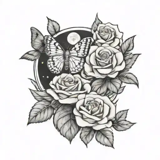 Moths And Roses And Moon