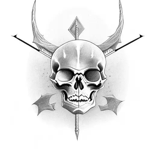 Scary Dark Skeleton With A Bow And Arrow Looking Into The Distance At A Castle